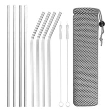 Load image into Gallery viewer, Reusable Metal Drinking Straws 4/8Pcs 304 Stainless Steel Sturdy Bent Straight Drinks Straw