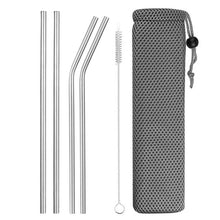Load image into Gallery viewer, Reusable Metal Drinking Straws 4/8Pcs 304 Stainless Steel Sturdy Bent Straight Drinks Straw