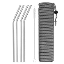 Load image into Gallery viewer, Reusable Metal Drinking Straws 4/8Pcs 304 Stainless Steel Sturdy Bent Straight Drinks Straw
