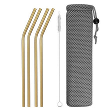 Load image into Gallery viewer, Reusable Metal Drinking Straws 4/8Pcs 304 Stainless Steel Sturdy Bent Straight Drinks Straw