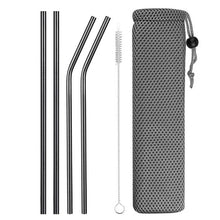 Load image into Gallery viewer, Reusable Metal Drinking Straws 4/8Pcs 304 Stainless Steel Sturdy Bent Straight Drinks Straw