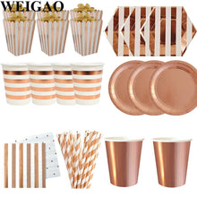 Load image into Gallery viewer, WEIGAO Rose Gold Party Disposable Tableware Champagne Cup Plate Straws 1st Birthday Party Decor Kids Baby Shower Party Supplies