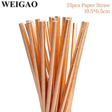 Load image into Gallery viewer, WEIGAO Rose Gold Party Disposable Tableware Champagne Cup Plate Straws 1st Birthday Party Decor Kids Baby Shower Party Supplies