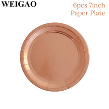 Load image into Gallery viewer, WEIGAO Rose Gold Party Disposable Tableware Champagne Cup Plate Straws 1st Birthday Party Decor Kids Baby Shower Party Supplies