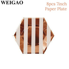 Load image into Gallery viewer, WEIGAO Rose Gold Party Disposable Tableware Champagne Cup Plate Straws 1st Birthday Party Decor Kids Baby Shower Party Supplies